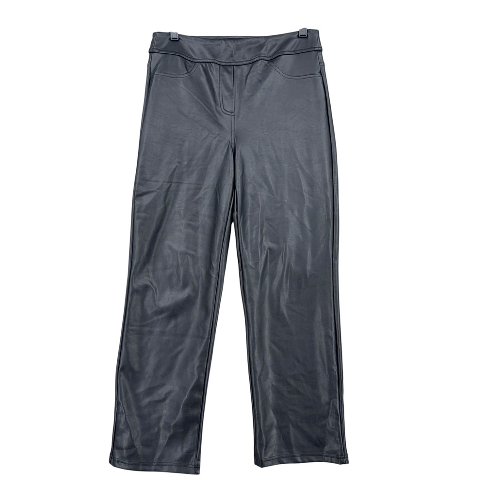 Laundry by Shelli Segal Faux Leather Pants Women M‎ Polyurethane Black